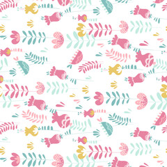 seamless pattern with birds and flowers