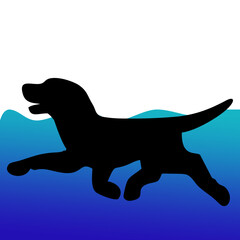 illustration or silhouette of a swimming dog