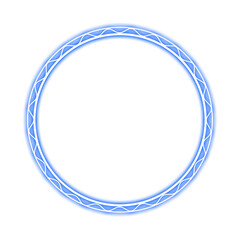 blue circle frame wave and light neon