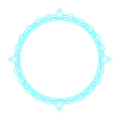 blue circle line frame and wave neon light