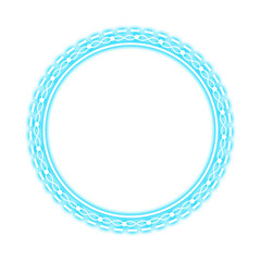 blue stitch circle frame dot and wave light neon
