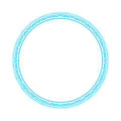 blue circle frame wave and light neon