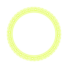 green stitch circle frame dot and wave light neon