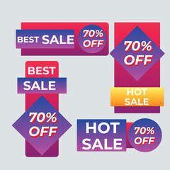 Set of vector red starburst, sunburst badges. Simple flat style vintage labels, stickers with sale discount text. Sale quality tags and labels. Template banner shopping badges.