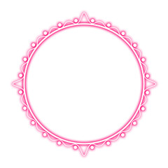 pink dot circle line frame and wave neon light