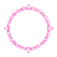 pink circle line frame and wave neon light