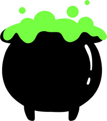 witch pot of green bubbling potion for halloween