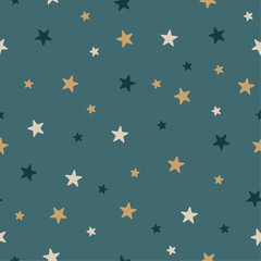 Stars Seamless Pattern. Cute Festive Stars Seamless Pattern. Starry Sky Colorful Background. Vector Holiday and Birthday Party Design