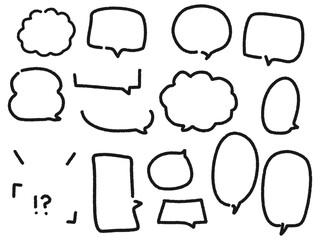 手描き風のシンプルな吹き出しのイラストセット