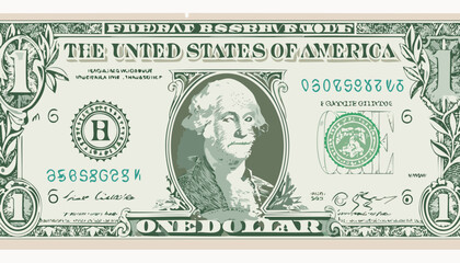 USD one dollar bill Bucks. Finance concept.  vector illustrations