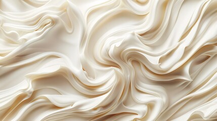 Fototapeta premium A minimalist poster design for the cover of an advertising campaign, surrounded by swirling cream waves, conveying elegance and luxury. The design utilizes high-resolution photography,