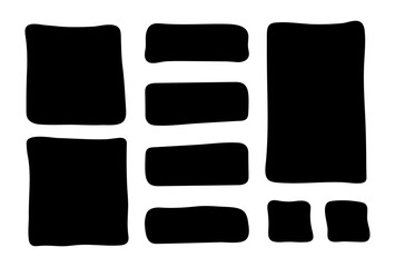 Doodle shapes and frames for social media. Color abstract isolated text box. Speech bubble blobs for dialog