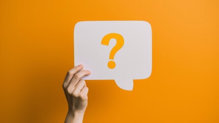 The hand holding question mark