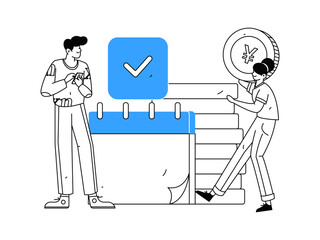 Check-in character flat vector concept operation hand-drawn illustration
