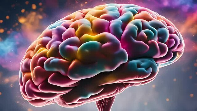 Creativity concept with a brain exploding in colors. Mind blown concept. Generative AI