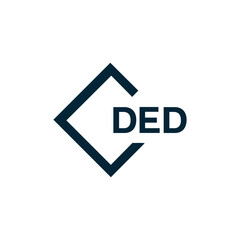 DED logo. D E D design. White DED letter. DED, D E D letter logo design. D E D letter logo design in FIVE, FOUR, THREE, style. letter logo set in one artboard. D E D letter logo vector design.