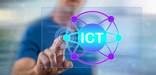 Man touching an ict concept