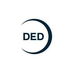 DED logo. D E D design. White DED letter. DED, D E D letter logo design. D E D letter logo design in FIVE, FOUR, THREE, style. letter logo set in one artboard. D E D letter logo vector design.