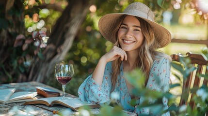 Obraz premium The woman in summer garden