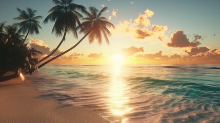 Golden Sunset on a Tropical Beach