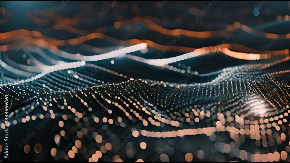 Leinwandbilder Wave of particles. Abstract background. Visualization of big data. 3D rendering.