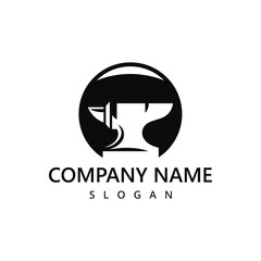 Blackmist Logo Illustration, Anvil Icon Design Vector