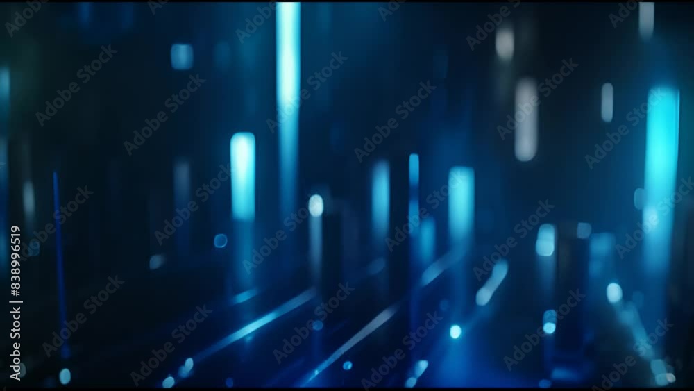 Leinwandbilder An animation of a growing business bar chart with digital technology elements in blue and white. A hi-tech style tech hud element and grid. A camera movement and depth of field. A high quality