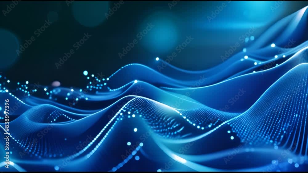 Aufkleber The corporate concept is in the form of a beautiful abstract wave technology background with a blue light digital effect
