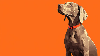 Captivating Minimalist Digital Art Featuring a Joyful Weimaraner