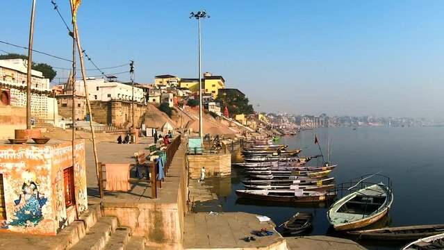 Bank Of Ganges River In Varanasi 