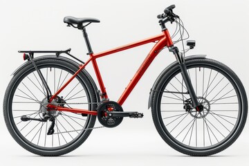 Obraz premium Red sport bicycle isolated on a clean white background. Minimalist design for active lifestyle.