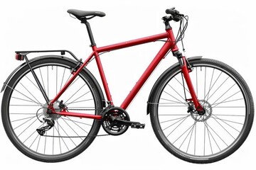Obraz premium Red sport bicycle isolated on a clean white background. Minimalist design for active lifestyle.