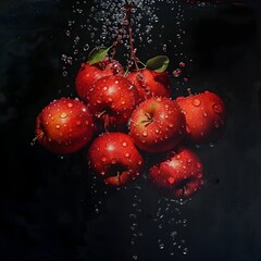 Scarlet Red Apples Splashing into the Abyss: A Colorful Symphony of Nature's Bounty