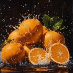 Vibrant Oranges Cascading into a Ebony Cistern: A Striking Contrast in Nature's Bounty