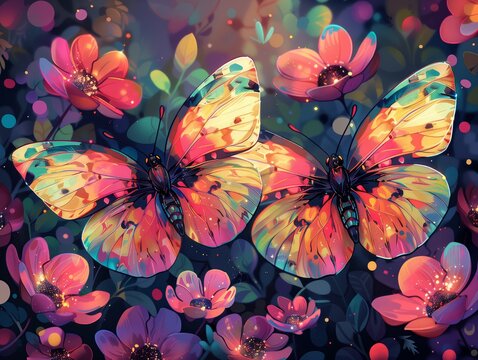 Illustration of a couple of amazing floral decoration