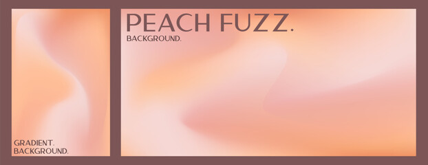 Peach gradient background set with abstract wave. Nude, peach and apricot gradient soft poster. Warm fuzz bg for wallpaper. Vector illustration © Анжелика Полтавец