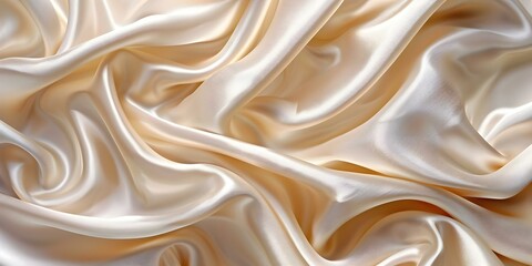 Obraz premium Luxurious white gold silk fabric texture background with elegant satin waves. Concept White Gold Silk Fabric, Elegant Satin Waves, Luxurious Background, Textural Details