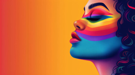 Creative drag makeup looks for Pride flat design side view community theme cartoon drawing Split-complementary color scheme