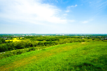Obraz premium View from the summit of the Halde Northern Germany. Tailings dump from the Niederberg mine in Neukirchen-Vluyn. 