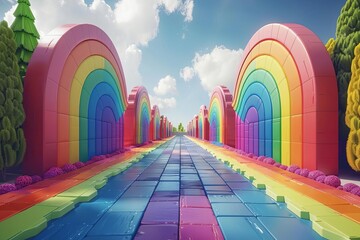 Significant moments in Pride history flat design front view community theme 3D render Analogous Color Scheme