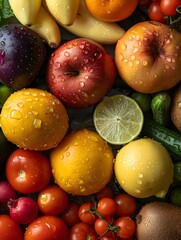 Arrangement of Ripe Fruits and Vegetables in a Resin Container: A Harmonious Blend of Nature and Crafted Beauty