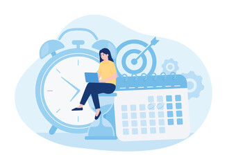 planning schedule or time management with calendar business activities  concept  flat illustration