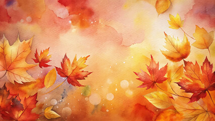 Watercolor background featuring fall leaves