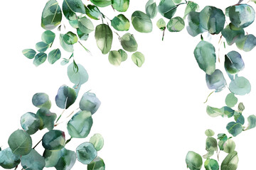 captivating watercolor border frame with eucalyptus isolated on transparent background