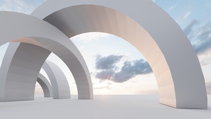 Abstract architecture background arched interior 3d render