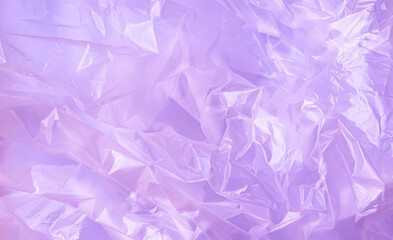 Obraz premium Purple Plastic wrinkle Bag Film Glossy Cumpled Overlay Package Background Rough Wrap Material Pack Reflection Texture Floor Packaging Retail Grain Pollution Trash, surface wrinkled Foil Polyethylene.