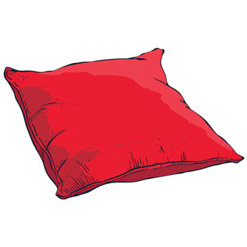 recommend clip art: Red cushion, vector illustration line art flat minimalistic style in the style of white background