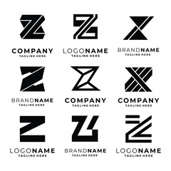 Set of Z letter logo template vector