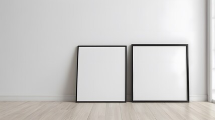 Poster mockup standing on the floor, 3d render.