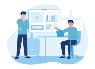 people analyze the growth chart concept flat illustration